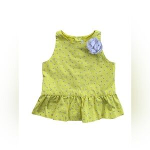 Janie and Jack Size 4 Yellow Sleeveless Floral Peplum Top